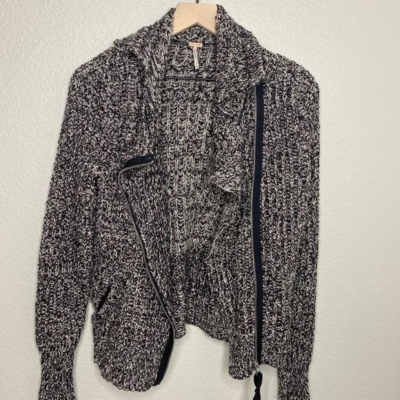 Free People Asymmetrical Speckled Moto Zip Jacket | Size XSmall - Picture 2 of 5